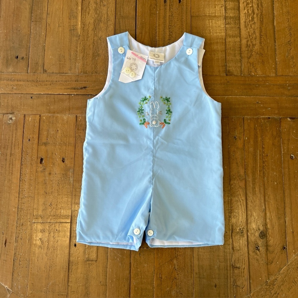 The Proper Peony Easter Rabbit Embroidered Jon Jon Shortall 24 Months Blue New